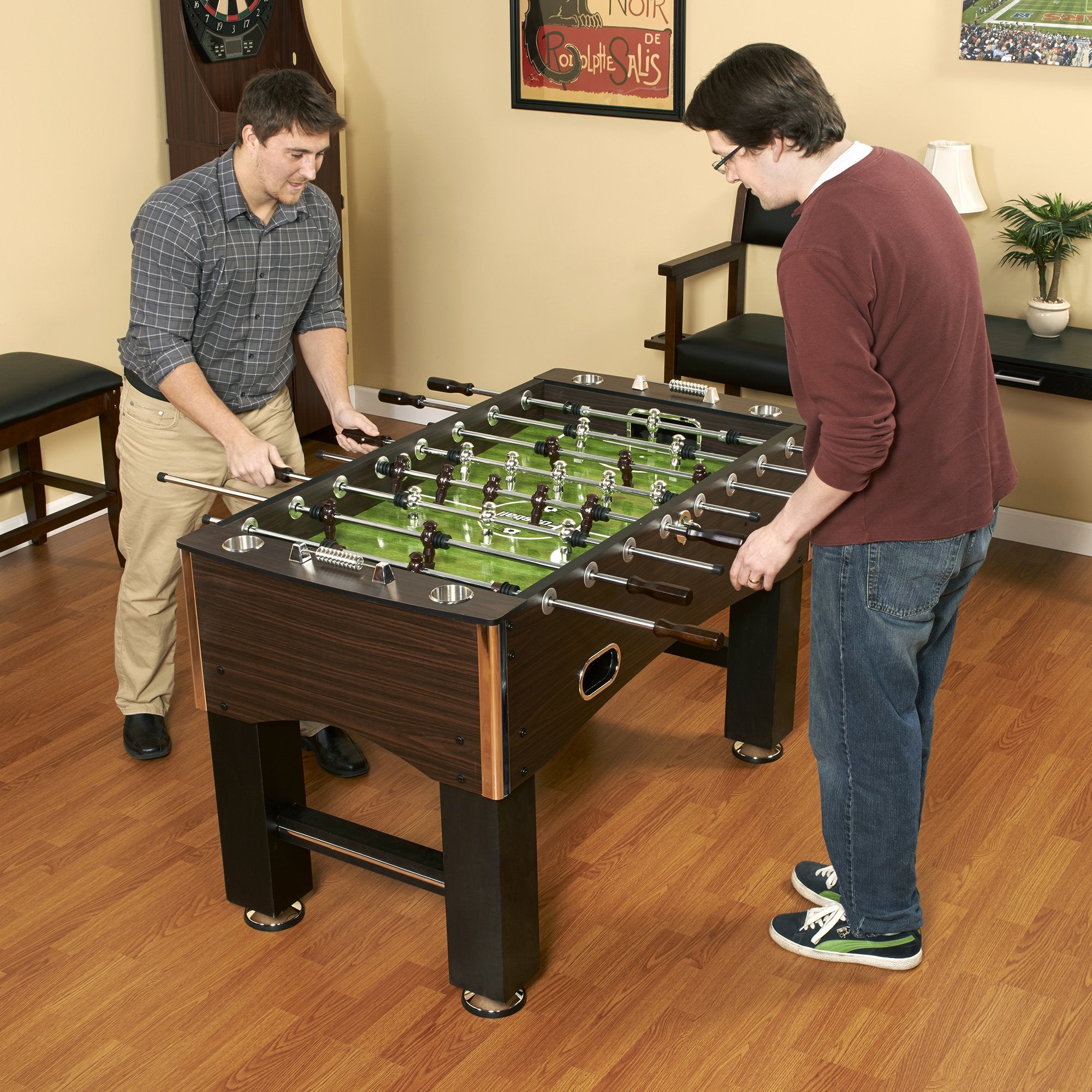 Hathaway 56-Inch Primo Foosball Table, Family Soccer Game With Wood Grain Finish, Analog Scoring And Free Accessories