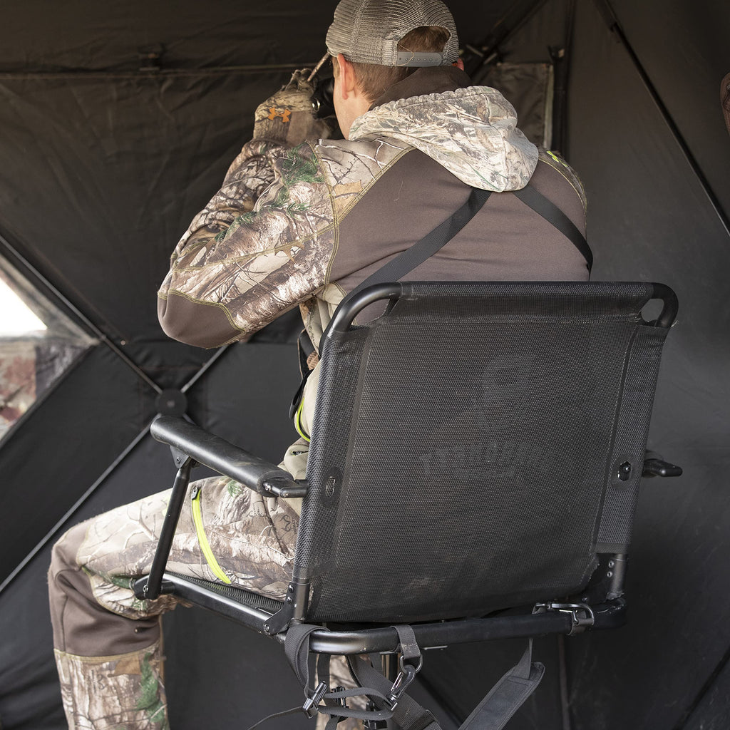 Barronett Blinds 360 Deluxe Wide Chair, Silent 360-Degree Swivel Hunting Chair, Extra-Wide, Comfortable Teartuff Mesh Seat, Adju
