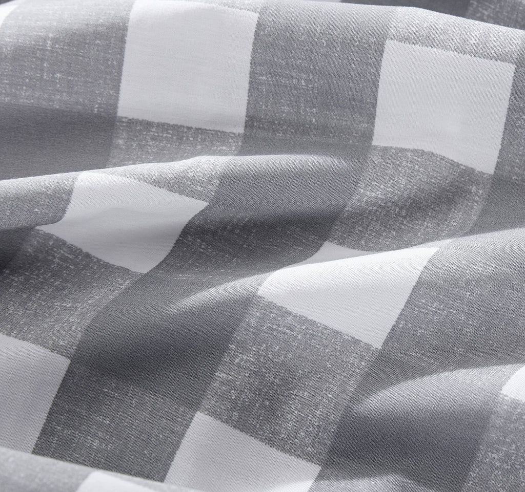 Eddie Bauer Home Sheets Cotton Percale Bedding Set, Crisp  Cool, Stylish Home Decor, King, Lakehouse Plaid Greywhite