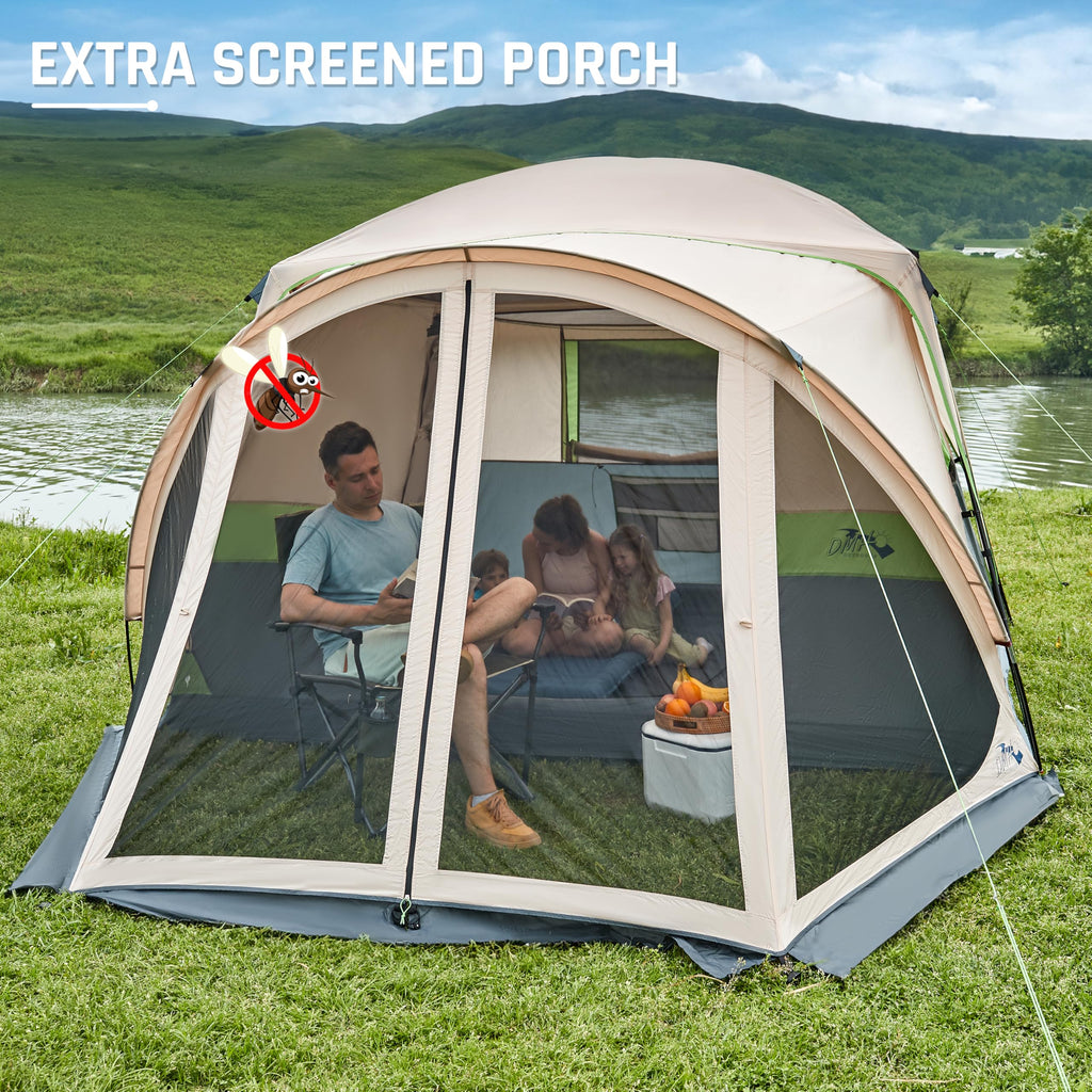 Tents For Camping 10 Person Camping Tent With Screen Porch, Weatherproof Large Cabin Tent With Rainfly And Carry Bag, Family Ten