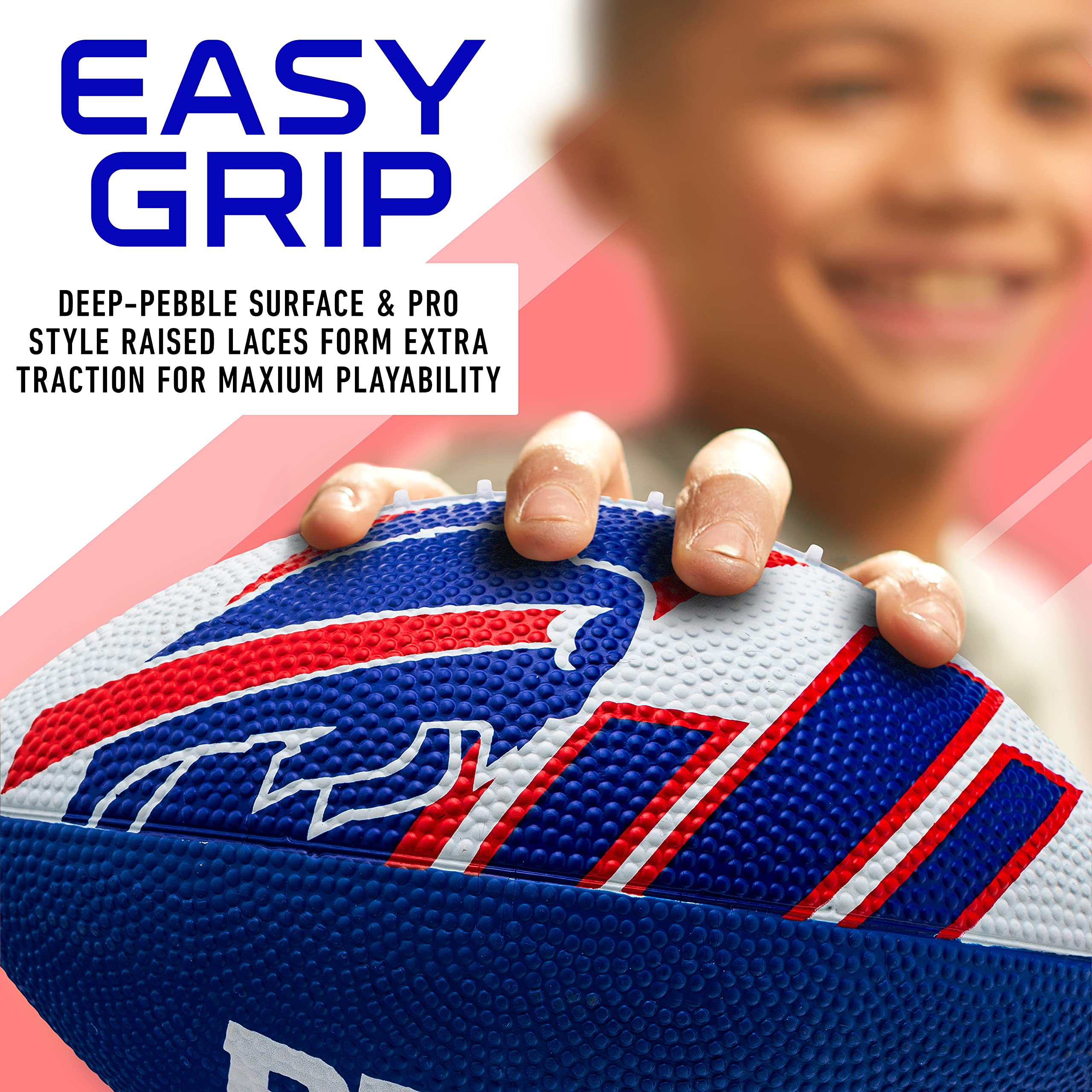 Franklin Sports Nfl Buffalo Bills Football - Youth Football - Mini 8.5'' Rubber Football - Perfect For Kids - Team Logos And Col