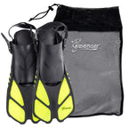 Seavenger Torpedo Swim Fins | Travel Size | Snorkeling Flippers With Mesh Bag For Women, Men And Kids (Yellow, Xs/Xxs)