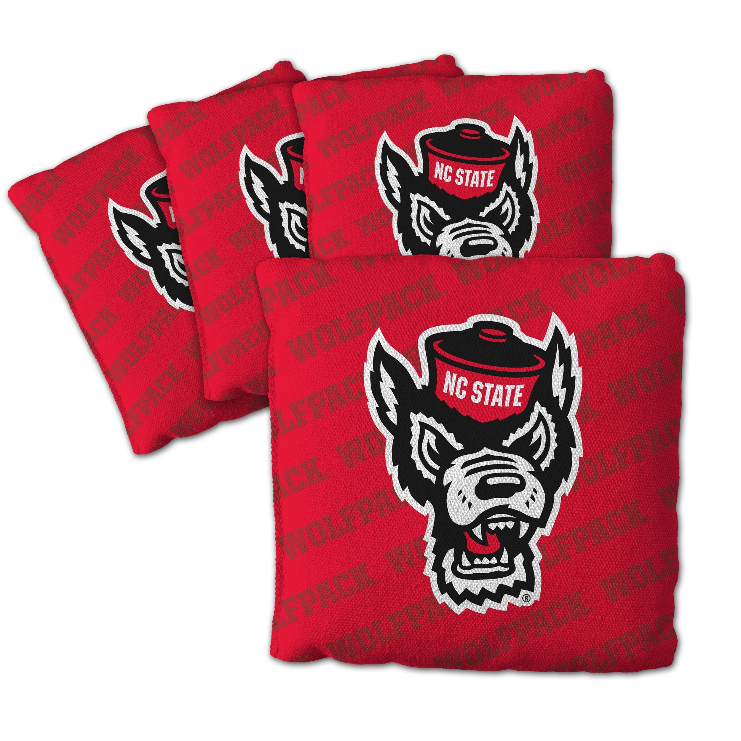 YouTheFan Officially-Licensed NCAA NC State Wolfpack Set of 4 Cornhole Bags - All Weather Regulation 6    x 6    Size - 16oz Wei