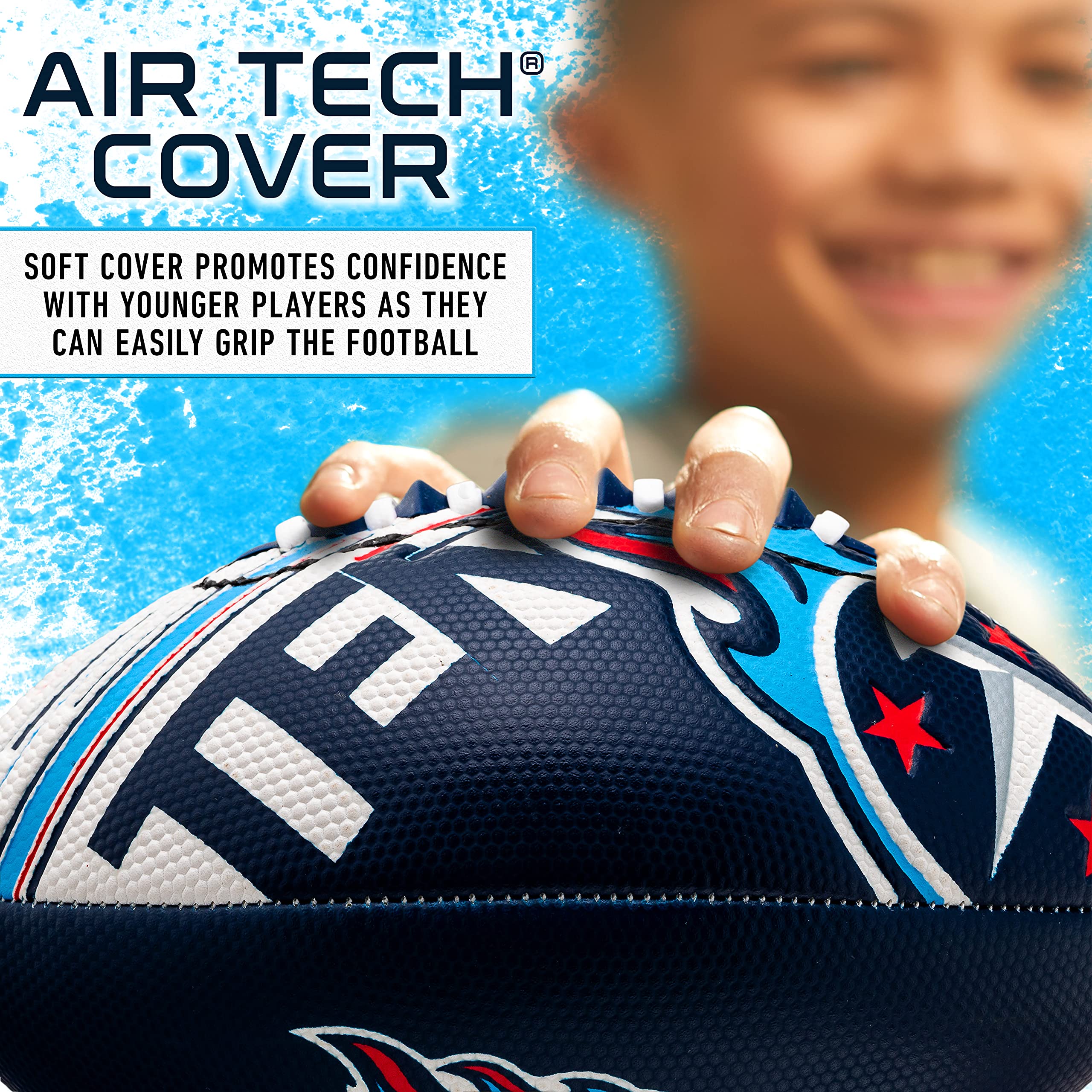 Franklin Sports Nfl Tennesseee Titans Football - Youth Mini Football - 8.5'' Junior Size Ball - Spacelace Easy Grip Texture- Per