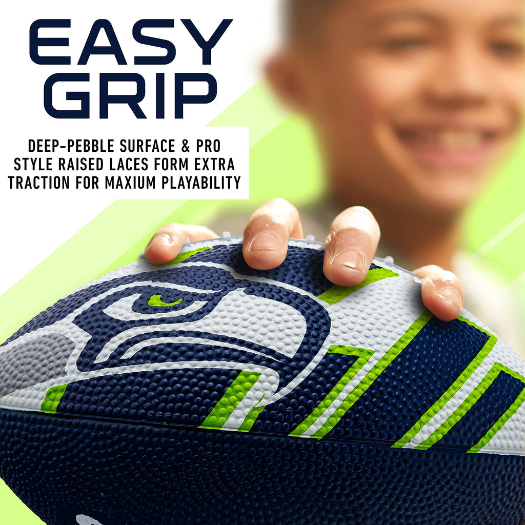 Franklin Sports Nfl Seattle Seahawks Football - Youth Football - Mini 8.5'' Rubber Football - Perfect For Kids - Team Logos And