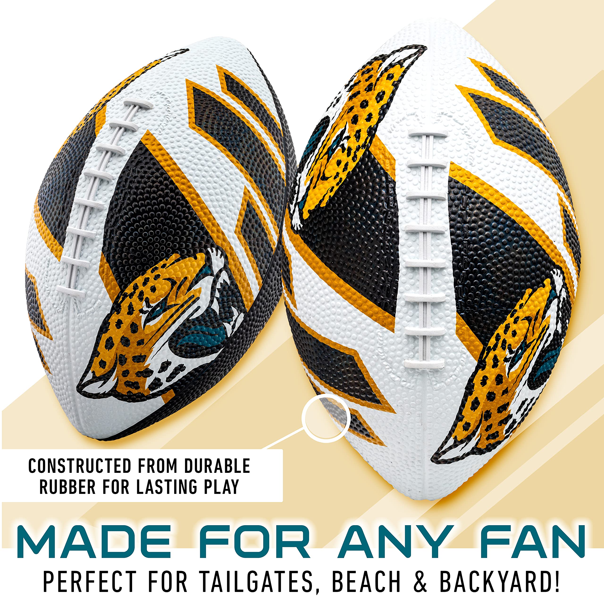 Franklin Sports Nfl Jacksonville Jaguars Football - Youth Football - Mini 8.5'' Rubber Ball - Perfect For Kids - Team Logos And