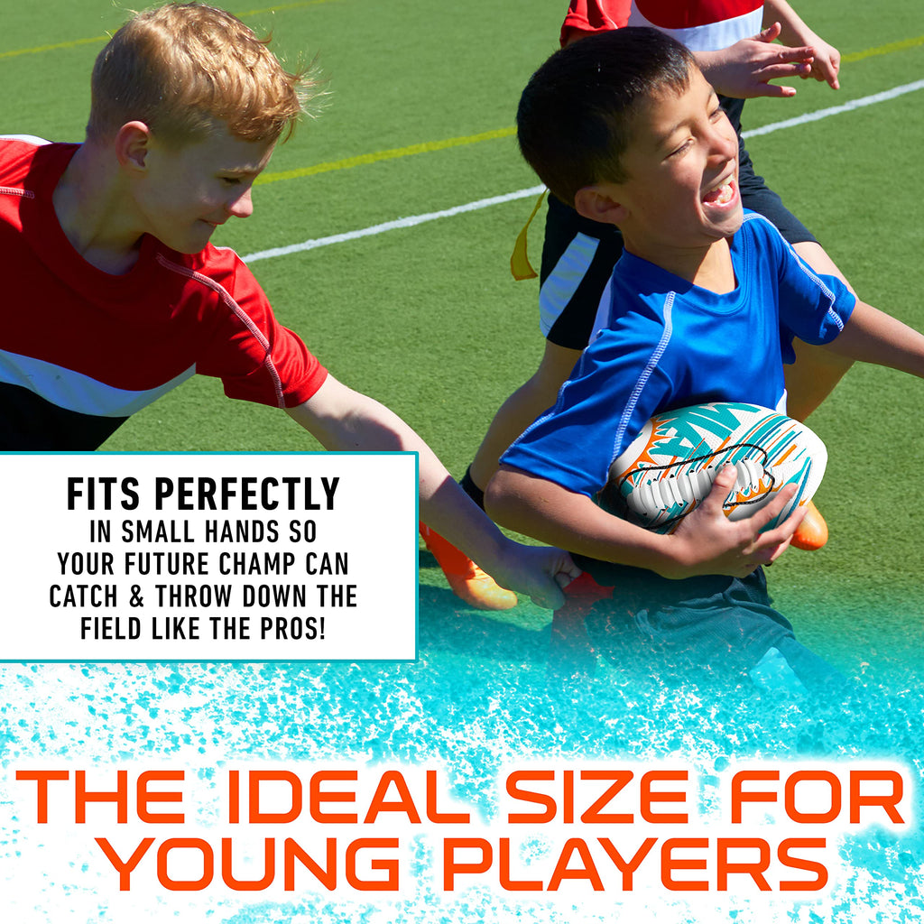 Franklin Sports Nfl Miami Dolphins Football - Youth Mini Football - 8.5'' Junior Size Ball - Spacelace Easy Grip Texture- Perfec