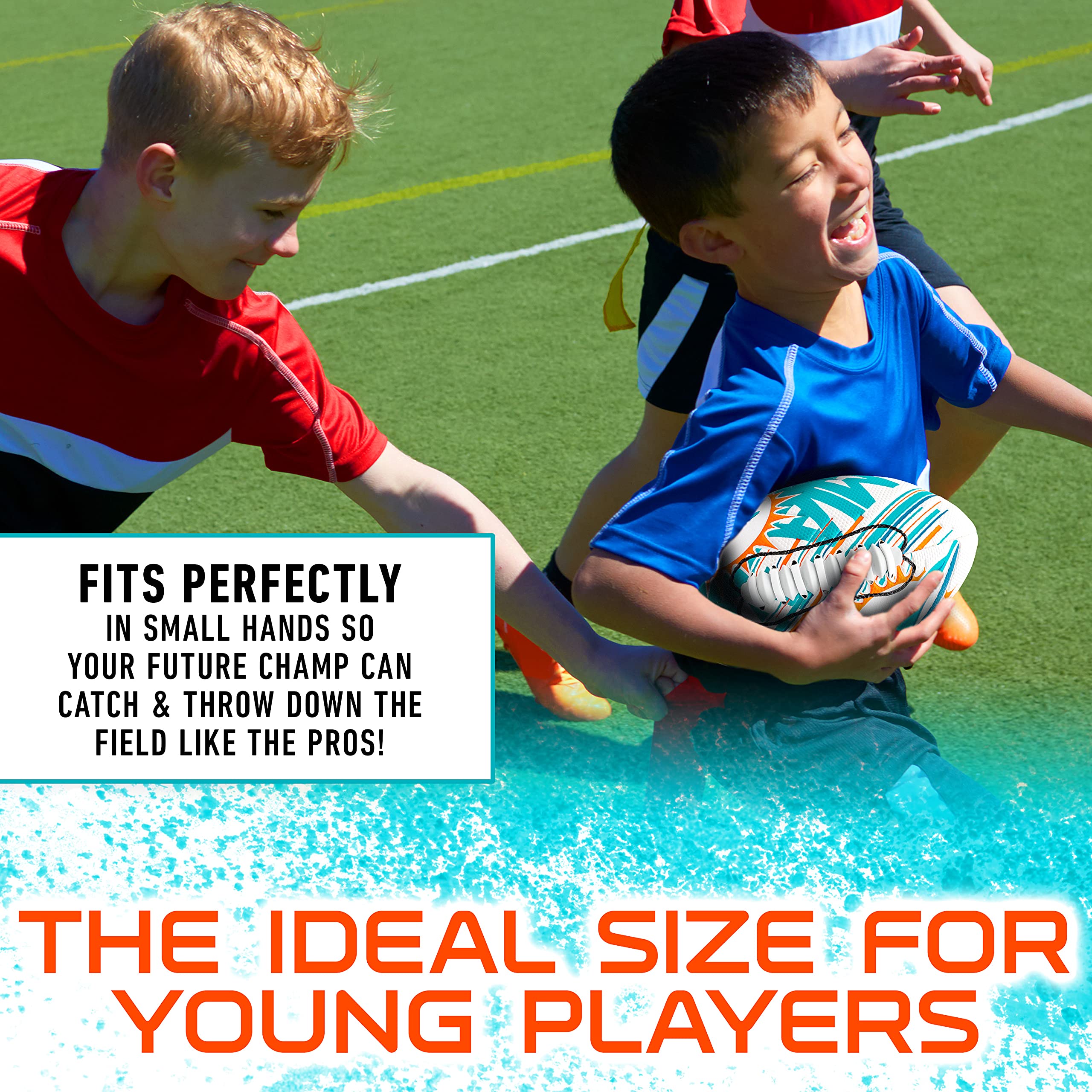 Franklin Sports Nfl Miami Dolphins Football - Youth Mini Football - 8.5'' Junior Size Ball - Spacelace Easy Grip Texture- Perfec