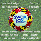 Swax Lax Lacrosse Training Ball - Indoor Outdoor Practice Less Bounce & Rebounds (1 Maryland)