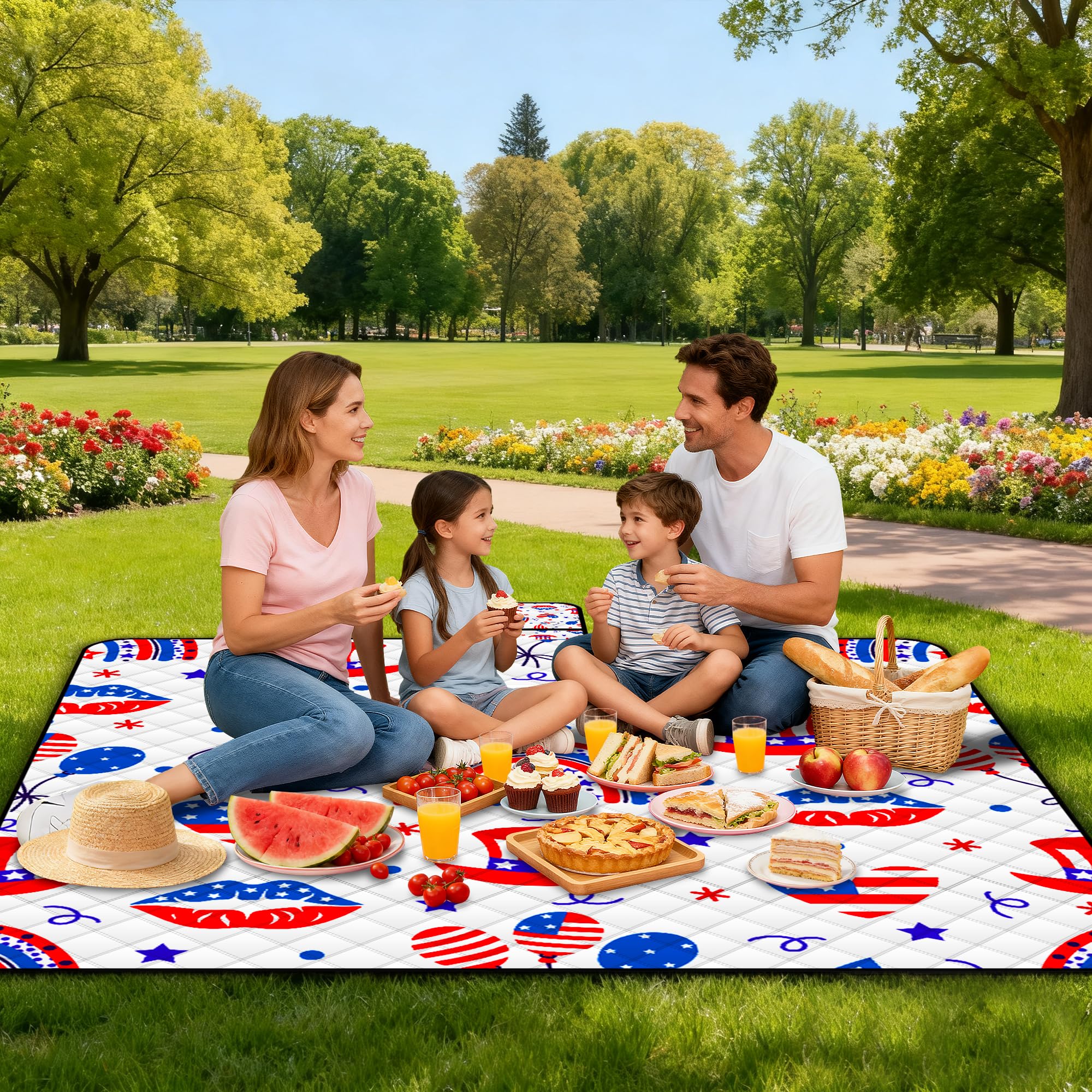 Extra Large Picnic Blanket Waterproof,80X 80Foldable Machine Washable Beach Blanket,Outdoor Blanket For 6-8 Adults,Suitable For