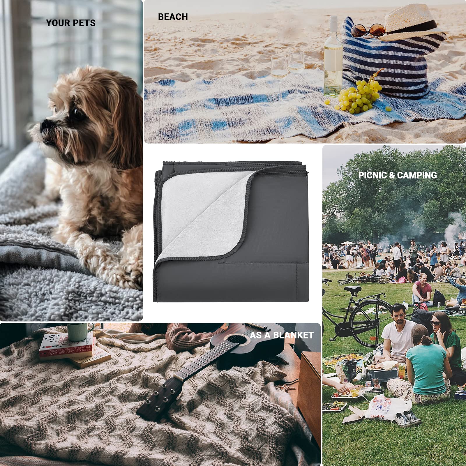Kingcamp Outdoor Picnic Blanket Waterproof Beach Mat For Camping On Grass Foldable Sandproof Beach Blanket Park Hiking Stadium F