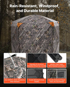 Vevor Hunting Blind, 6-7 Person Ground Blinds With Carrying Bag, Portable Camouflage Tent, Reinforced Durable Concealed Shelter