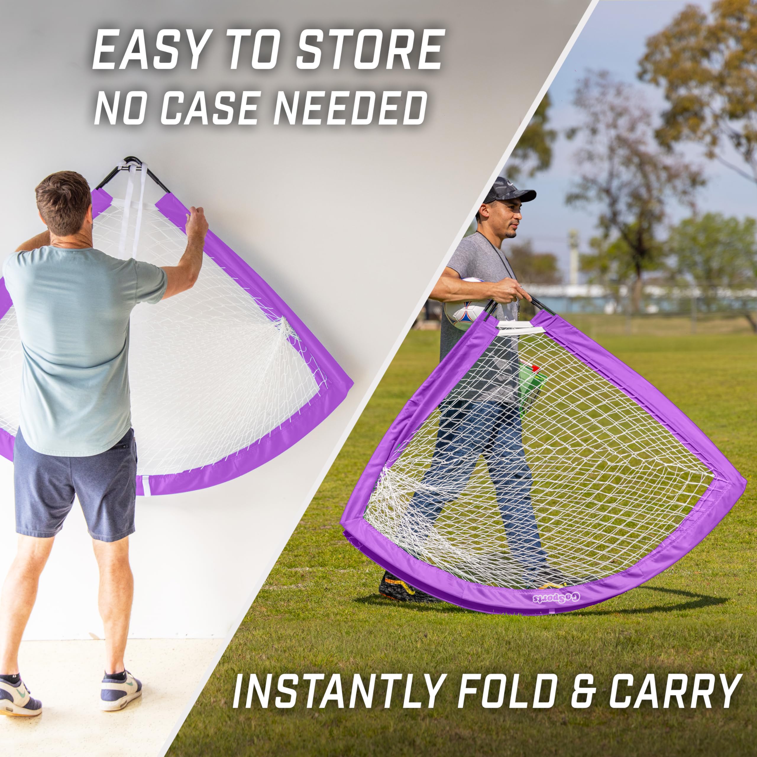 Gosports Team Tone 6 Ft X 4 Ft Portable Soccer Goal For Kids - Pop Up Net For Backyard - Purple