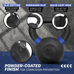 Yes4All Powder Coated Cast Iron Competition Kettlebell With Wide Handles & Flat Bottoms - 8 Kg / 18 Lb