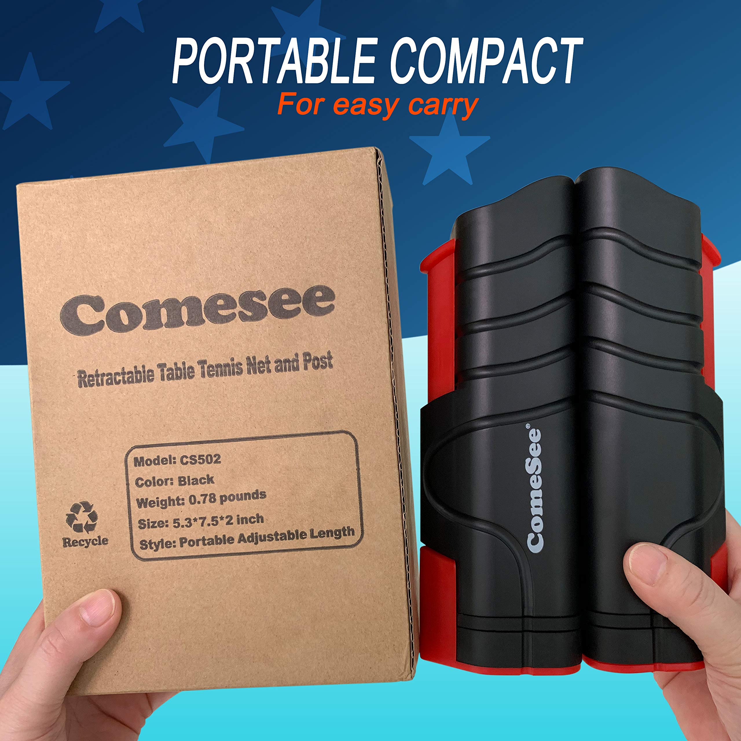 Comesee Retractable Ping Pong Net For Any Table, Table Tennis Nets And Posts Equipment For Replacement (Black)