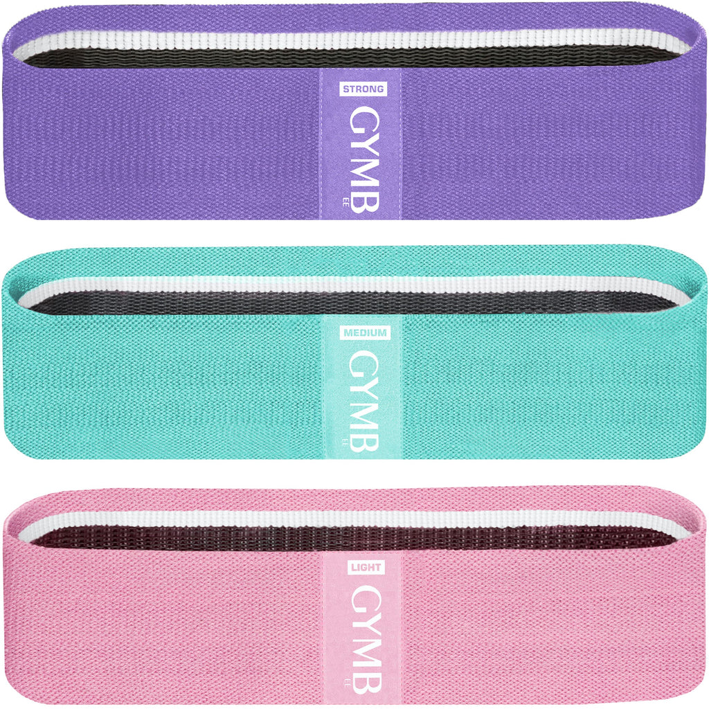 Gymbee Resistance Bands For Working Out, 3 (Pink, Cyan, Lavender) - Men/Women Exercise Bands, Glutes, Thighs, Legs - Non-Slip Cl