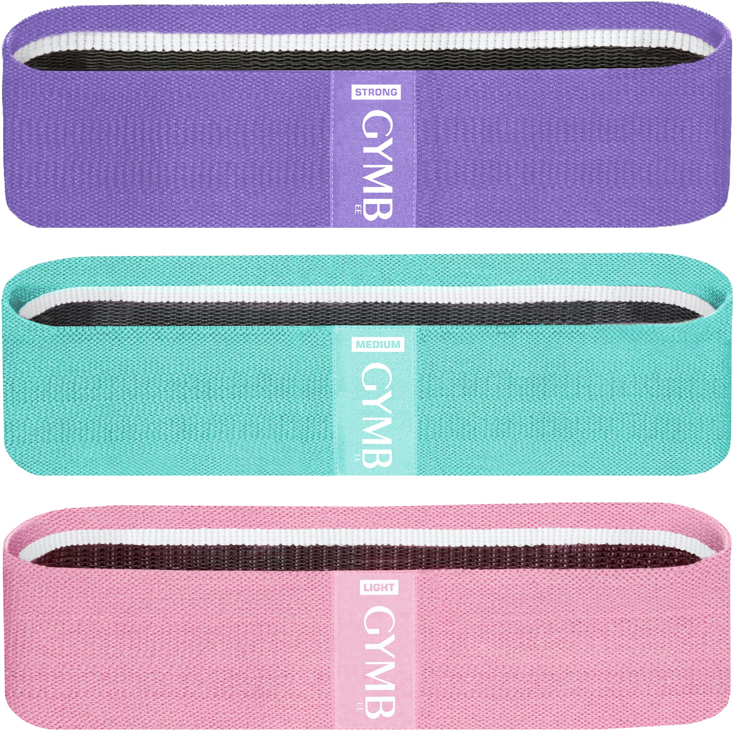 Gymbee Resistance Bands For Working Out, 3 (Pink, Cyan, Lavender) - Men/Women Exercise Bands, Glutes, Thighs, Legs - Non-Slip Cl