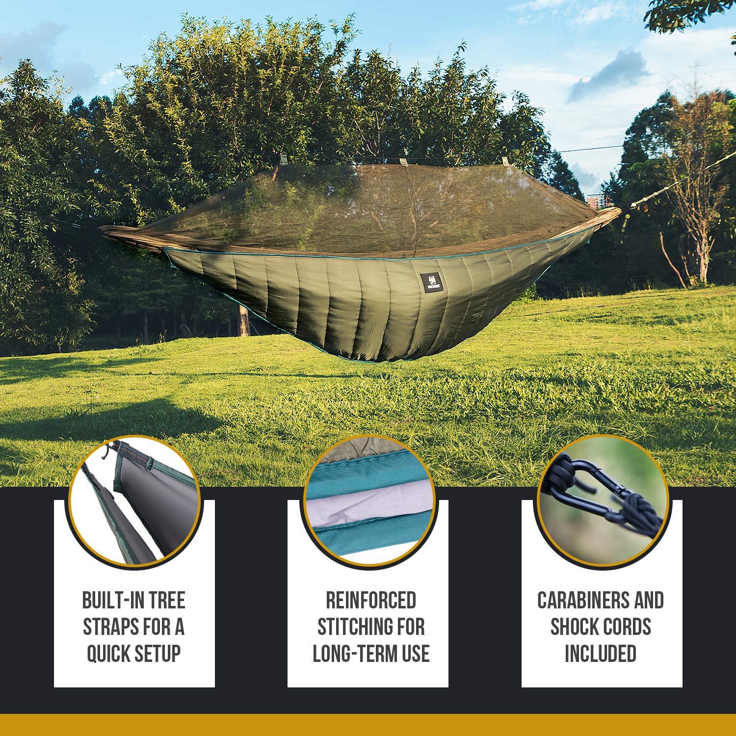 Onetigris Night Protector Ultralight Hammock Underquilt, Full Length Camping Quilt For Hammocks Warm 3-4 Seasons, Weighs Only 28