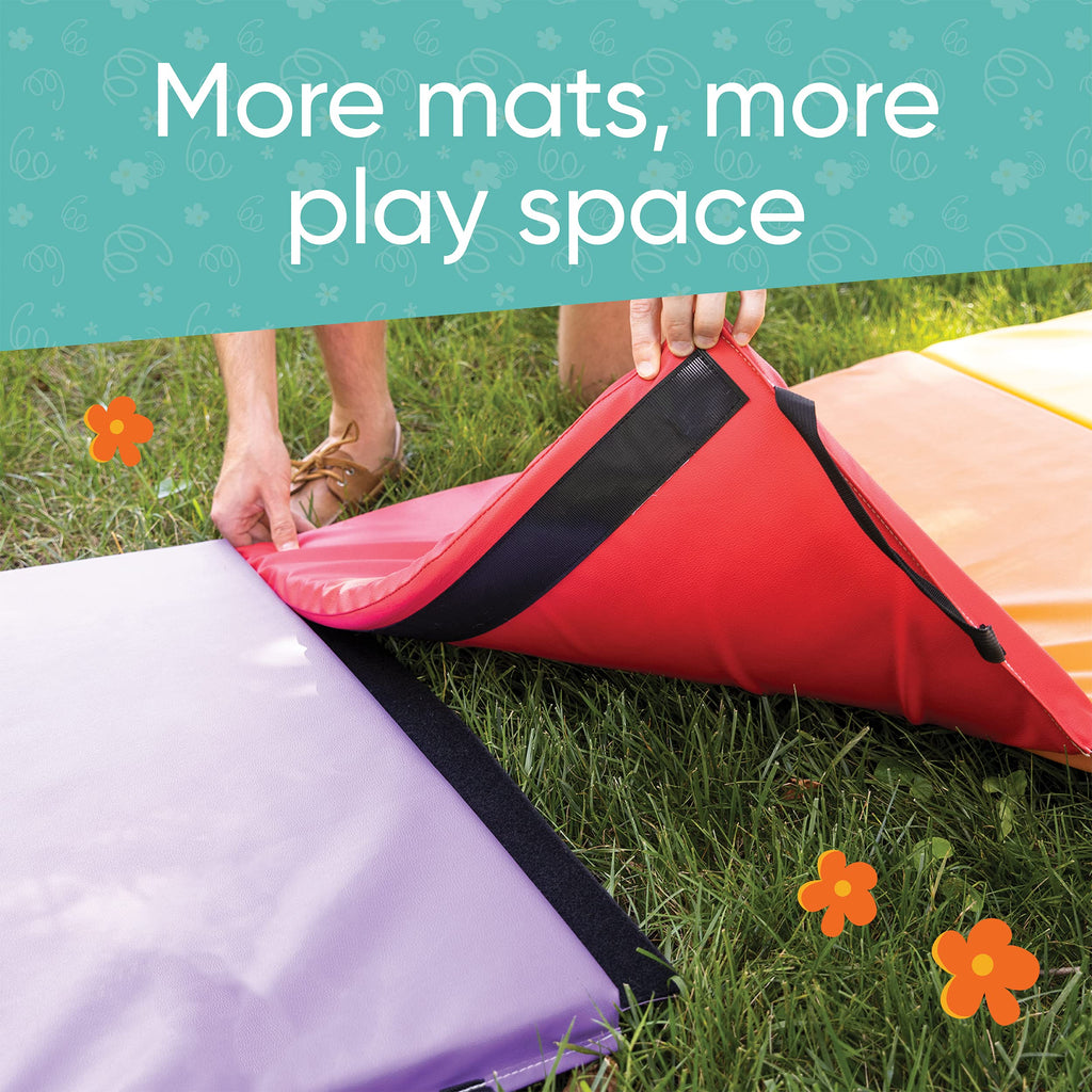 Hearthsong 5-Panel Colorful Rainbow Folding Kids Gymnastics Tumbling Mat For Active Play, With Carrying Handles, 77 Inches Long