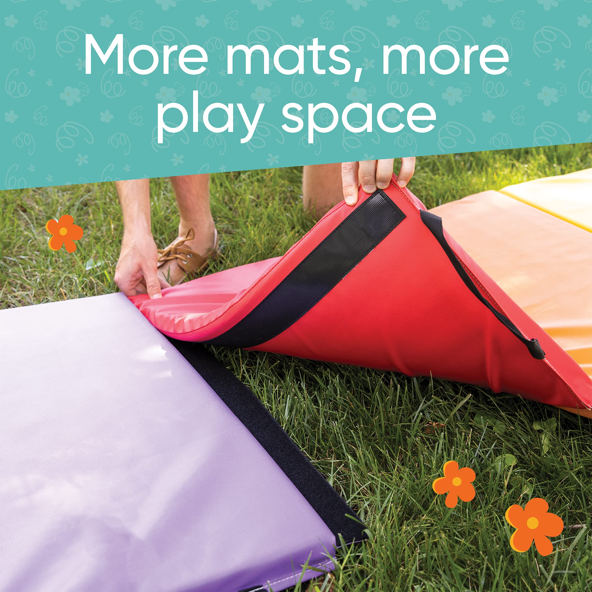 Hearthsong 5-Panel Colorful Rainbow Folding Kids Gymnastics Tumbling Mat For Active Play, With Carrying Handles, 77 Inches Long