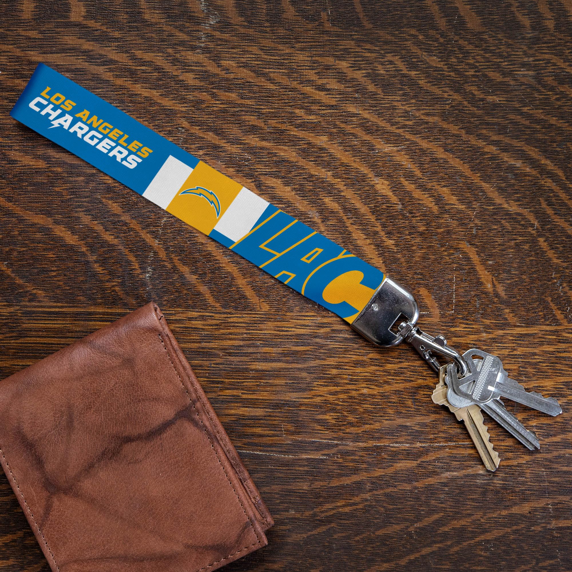 Rico Industries Nfl Football Los Angeles Chargers Standard Wrist Lanyard Key Chain, Cute Wristlet Strap Keychain Holder For Wome
