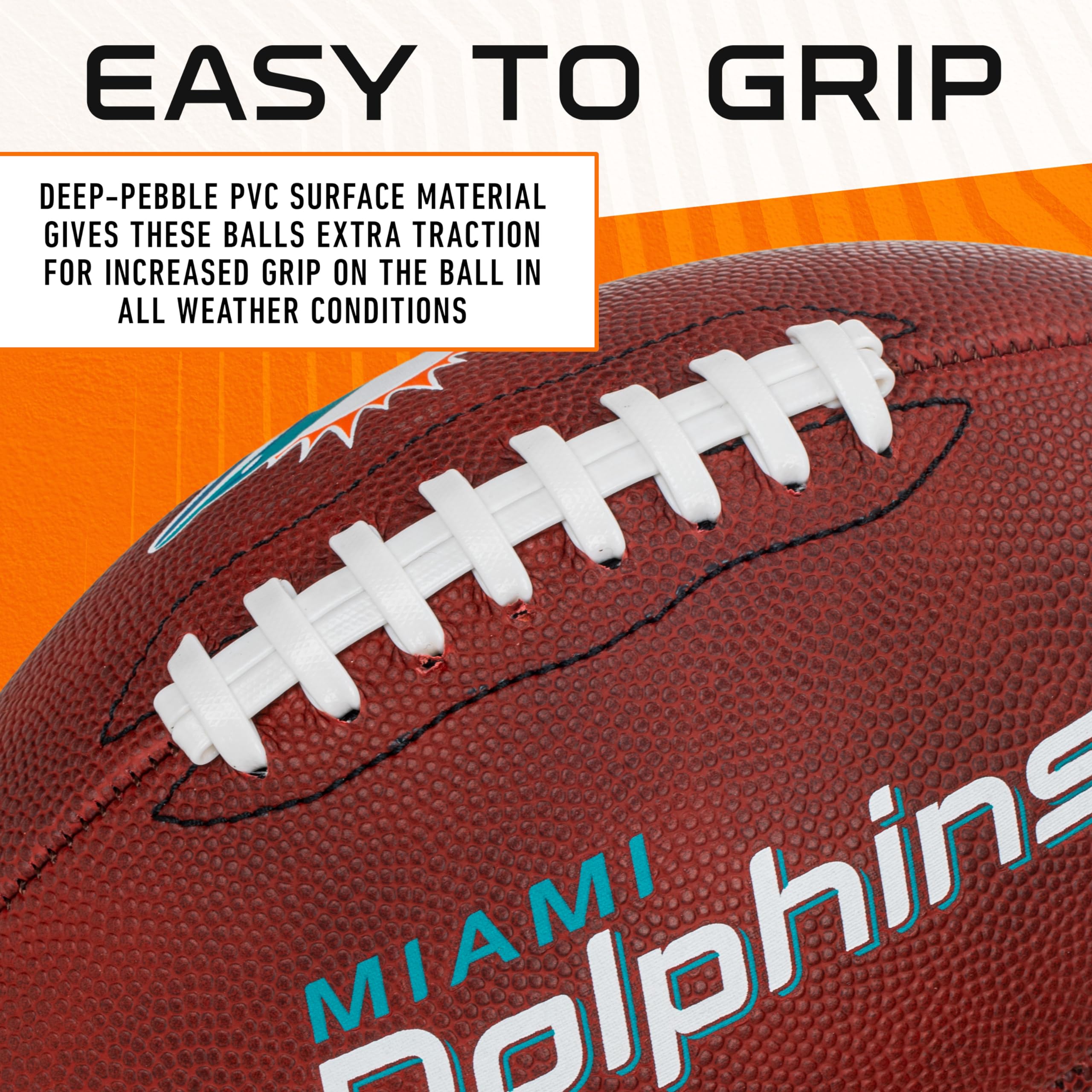 Franklin Sports Nfl Miami Dolphins Football - Youth Junior Size Football For Kids - Official Nfl Team Logo + Colors Youth Ball -