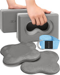 Deep-Zen Yoga Blocks Wrist Support; Yoga Blocks 2 Pack With Knee Pads And Strap To Put Less Weight On Wrists; Durable, Versatile
