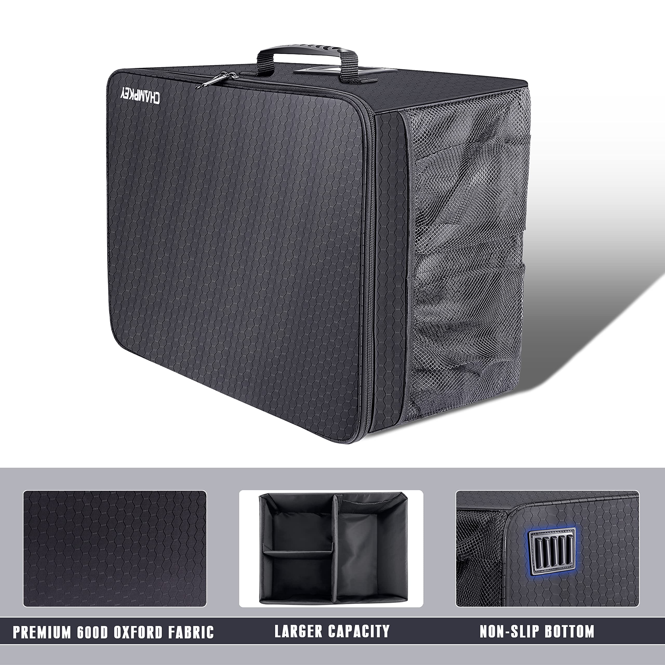 Champkey Golf Trunk Organizer Storage-Portable And Foldable Golf Travel Storage Locker Ideal For Travel Golf And Car Golf (Black