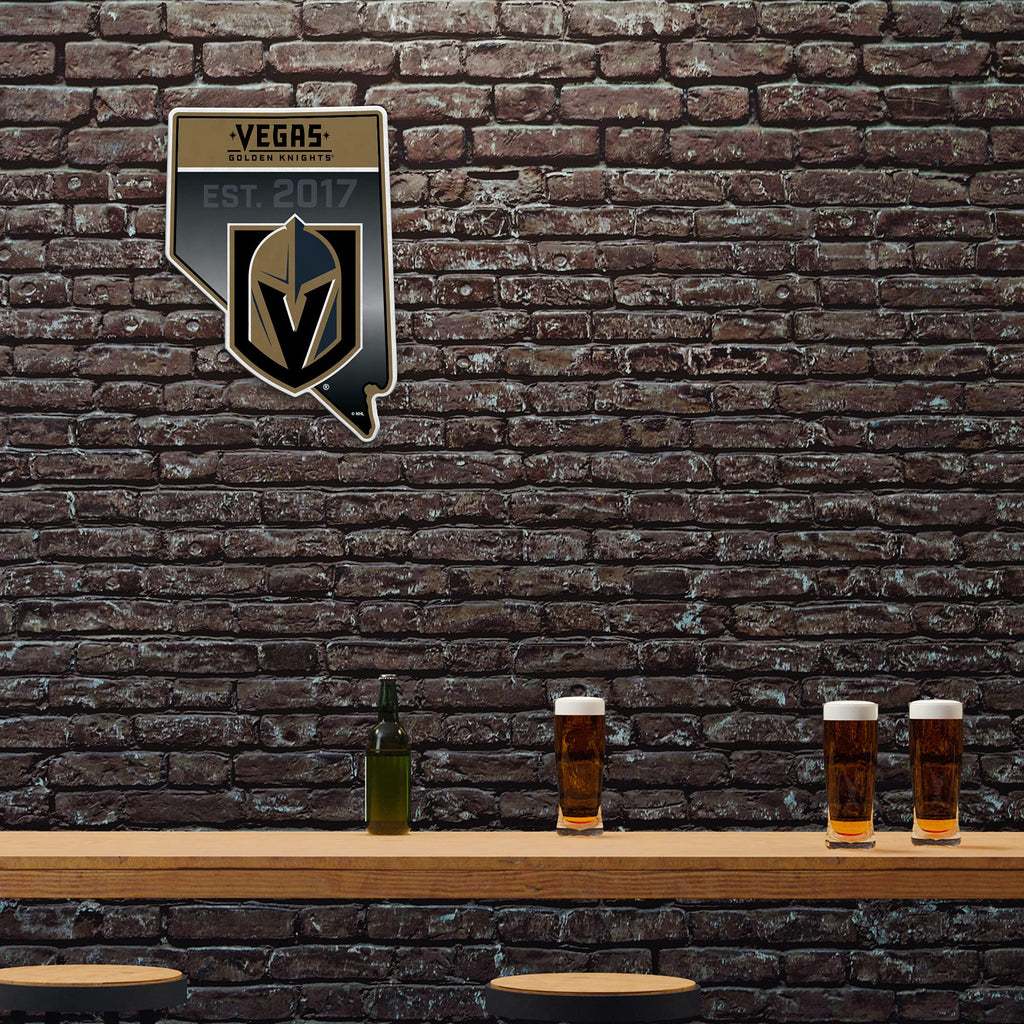 Rico Industries Nhl Hockey Vegas Golden Knights State Shape Shape Cut Pennant - Home And Living Room D  Cor - Soft Felt Ez To Ha