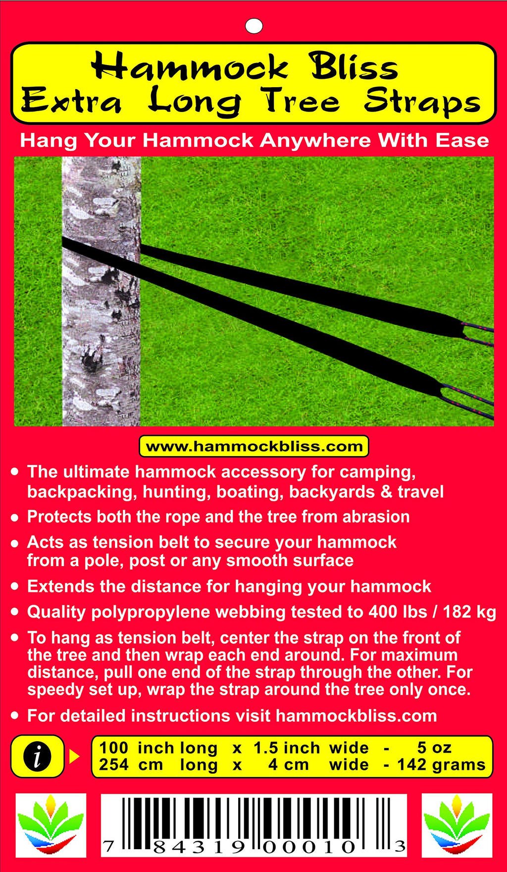 Hammock Bliss Xl Extra Long Tree Straps - Hang Any Hammock With Ease - Super Strong & Durable - Quality You Can Trust - Only 5 O