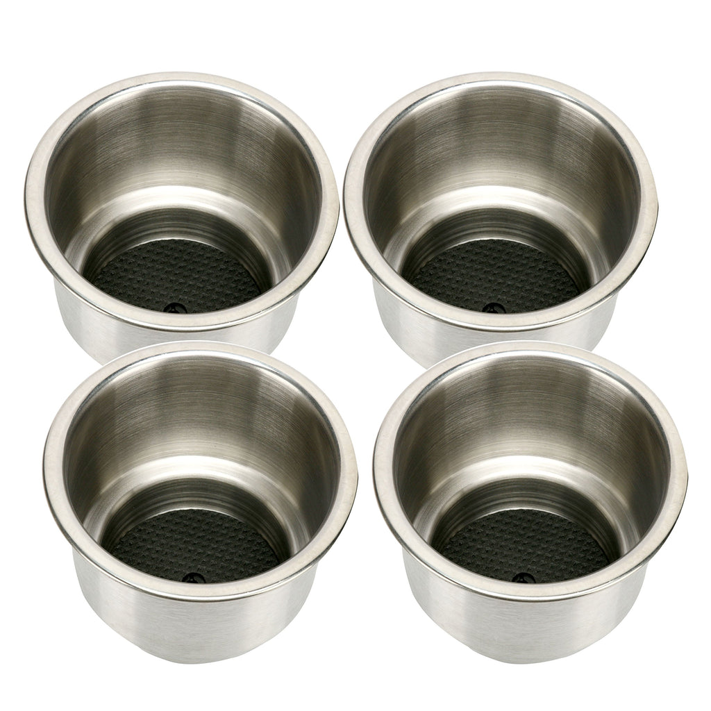 Amarine Made 4Pcs Stainless Steel Cup Drink Holder With Drain For Marine Boat Rv Camper