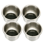 Amarine Made 4Pcs Stainless Steel Cup Drink Holder With Drain For Marine Boat Rv Camper