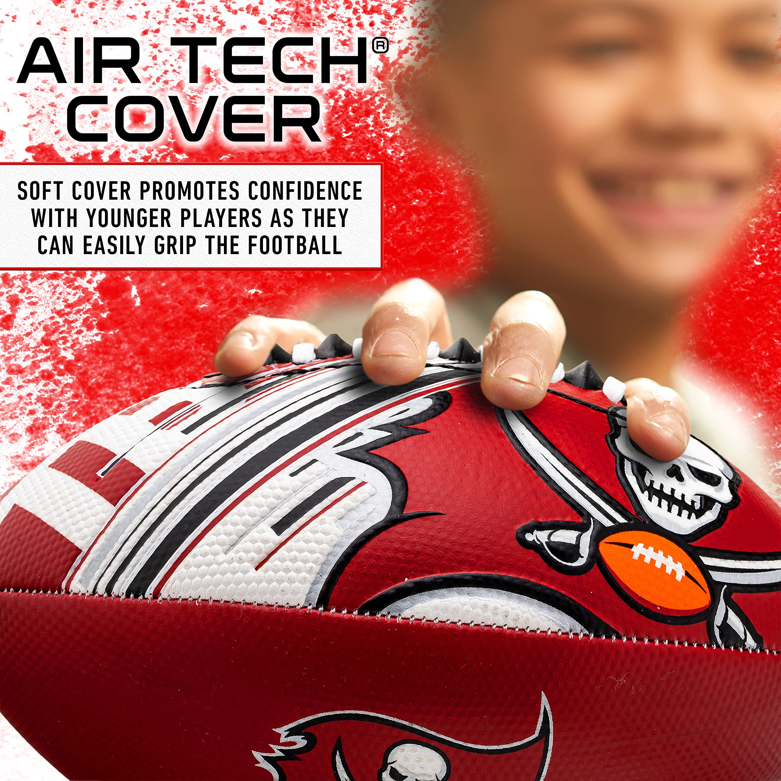 Franklin Sports Nfl Tampa Bay Buccaneers Football - Youth Mini Football - 8.5'' Junior Size Ball - Spacelace Easy Grip Texture-