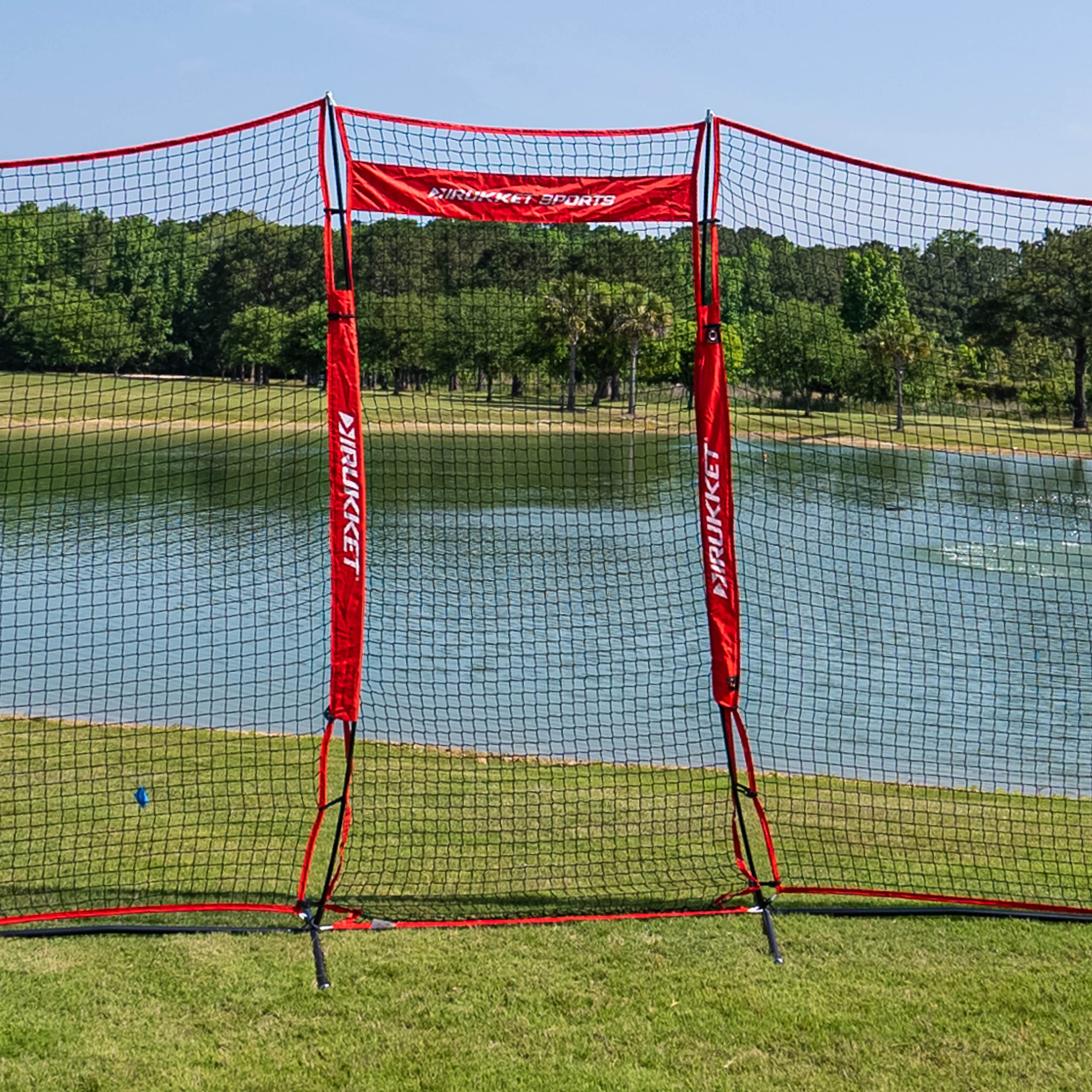 Rukket 12X9Ft Barricade Backstop Net, Indoor And Outdoor Lacrosse, Basketball, Soccer, Field Hockey, Baseball, Softball Barrier