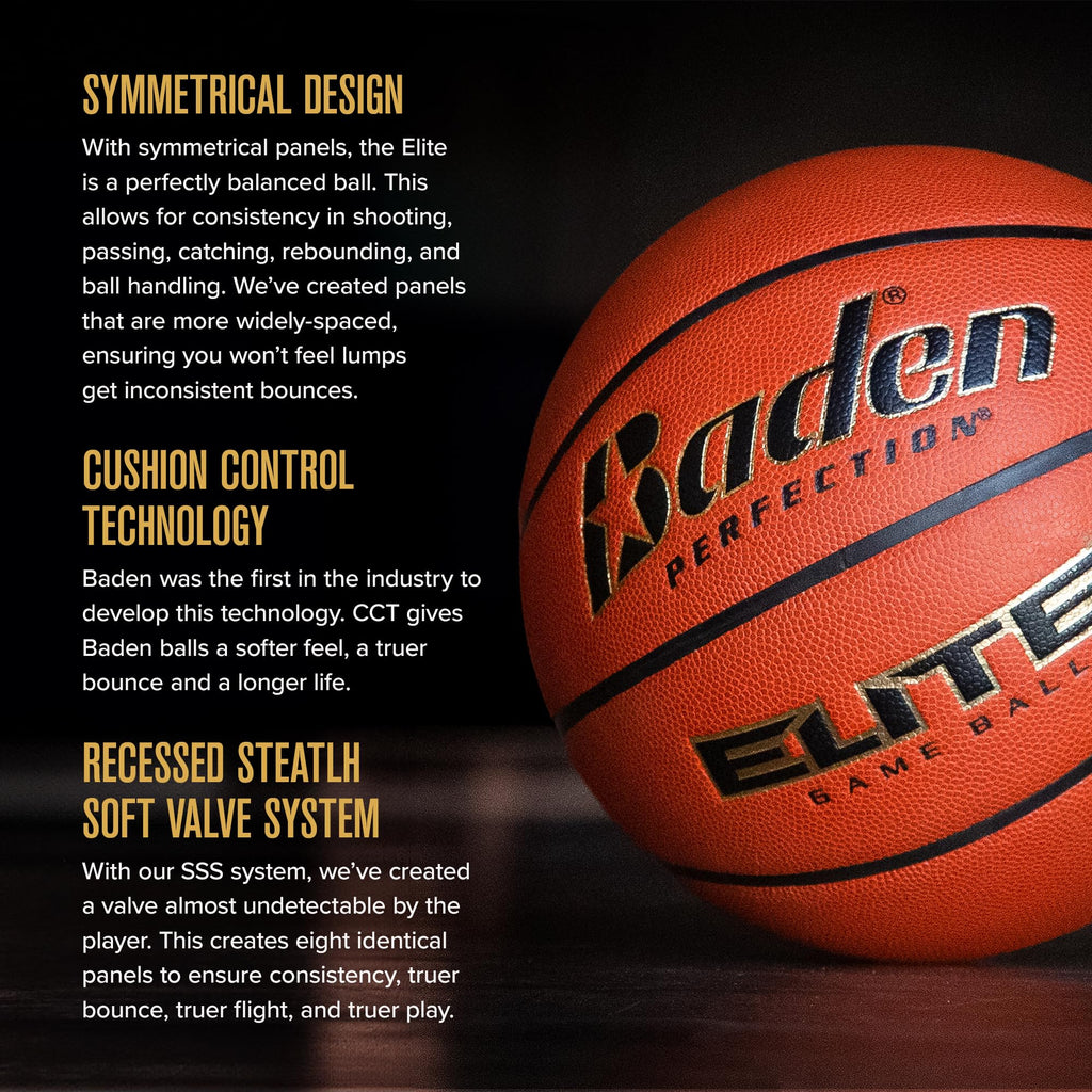 Baden Elite Indoor Game Basketball - Size 6 (28.5'')