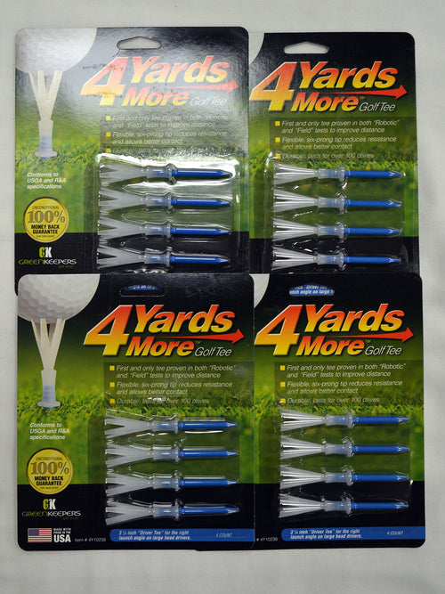4 Yards More Golf Tees 3 1/4 - Blue - 4 Packs of 4 - (11924)