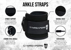 Ankle Straps (Pair) For Cable Machine Kickbacks, Glute Workouts, Lower Body Exercises - Adjustable Leg Straps With Neoprene Padd