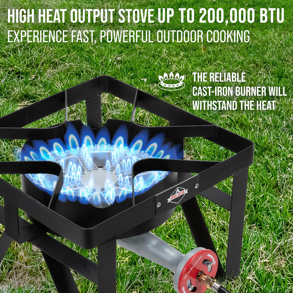 Hike Crew Cast Iron Single-Burner Outdoor Gas Stove  220,000 Btu Portable Propane-Powered Cooktop  With Blue Flame Air Control P