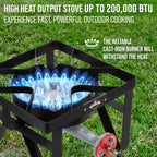 Hike Crew Cast Iron Single-Burner Outdoor Gas Stove  220,000 Btu Portable Propane-Powered Cooktop  With Blue Flame Air Control P