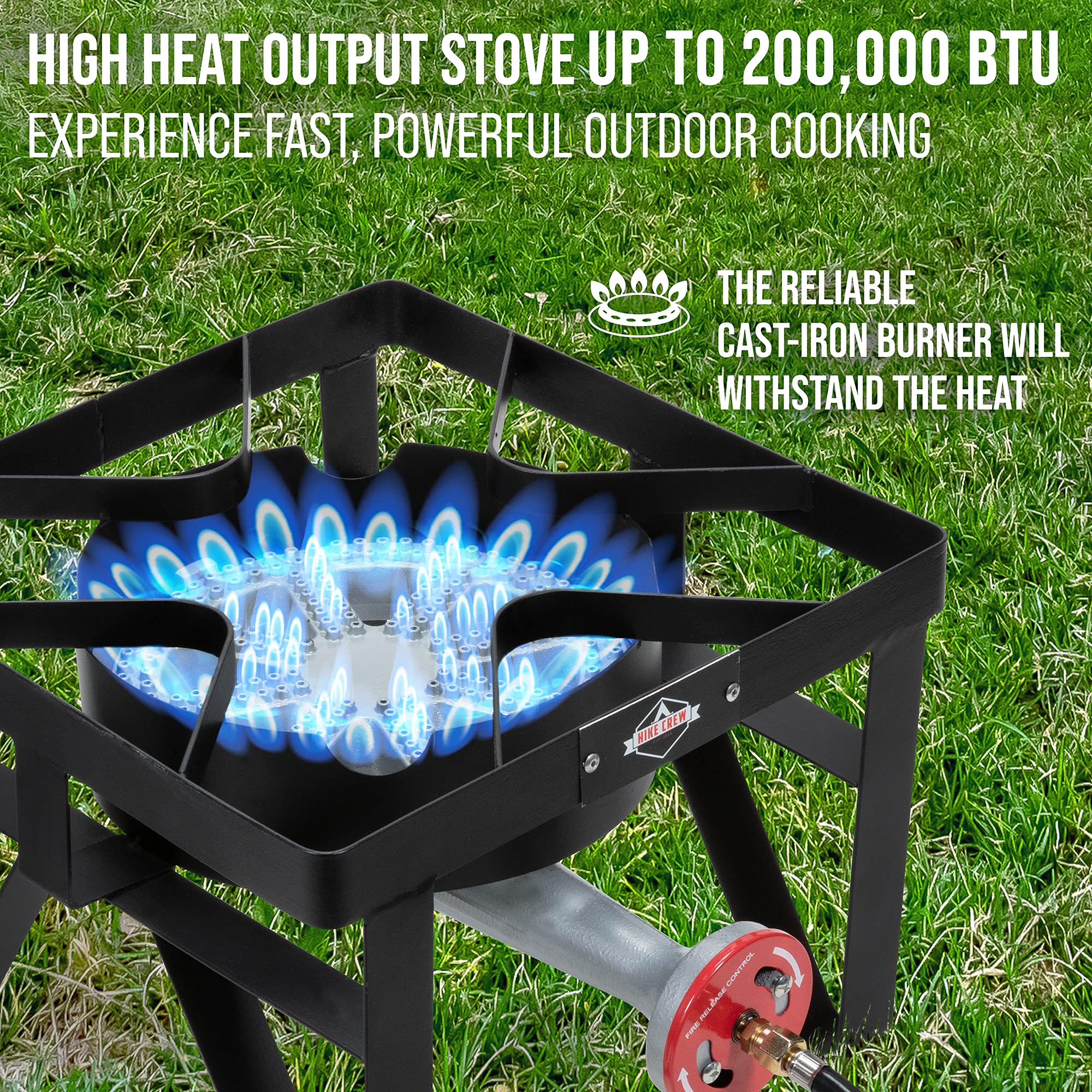 Hike Crew Cast Iron Single-Burner Outdoor Gas Stove  220,000 Btu Portable Propane-Powered Cooktop  With Blue Flame Air Control P