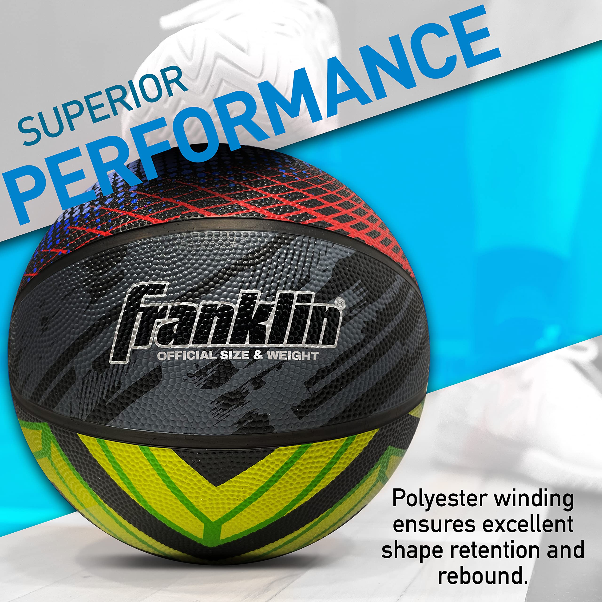 Franklin Sports Mystic Basketball - Official Size Basketball - Indoor + Outdoor Ball - 29.5'' Men'S Rubber Ball - Air Pump Inclu