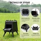 Camping Wood Stove, Portable Wood Burning Stove, Backpacking Folding Camp Tent Heat Mini Outdoor Stove With Carrying Bag, For Co