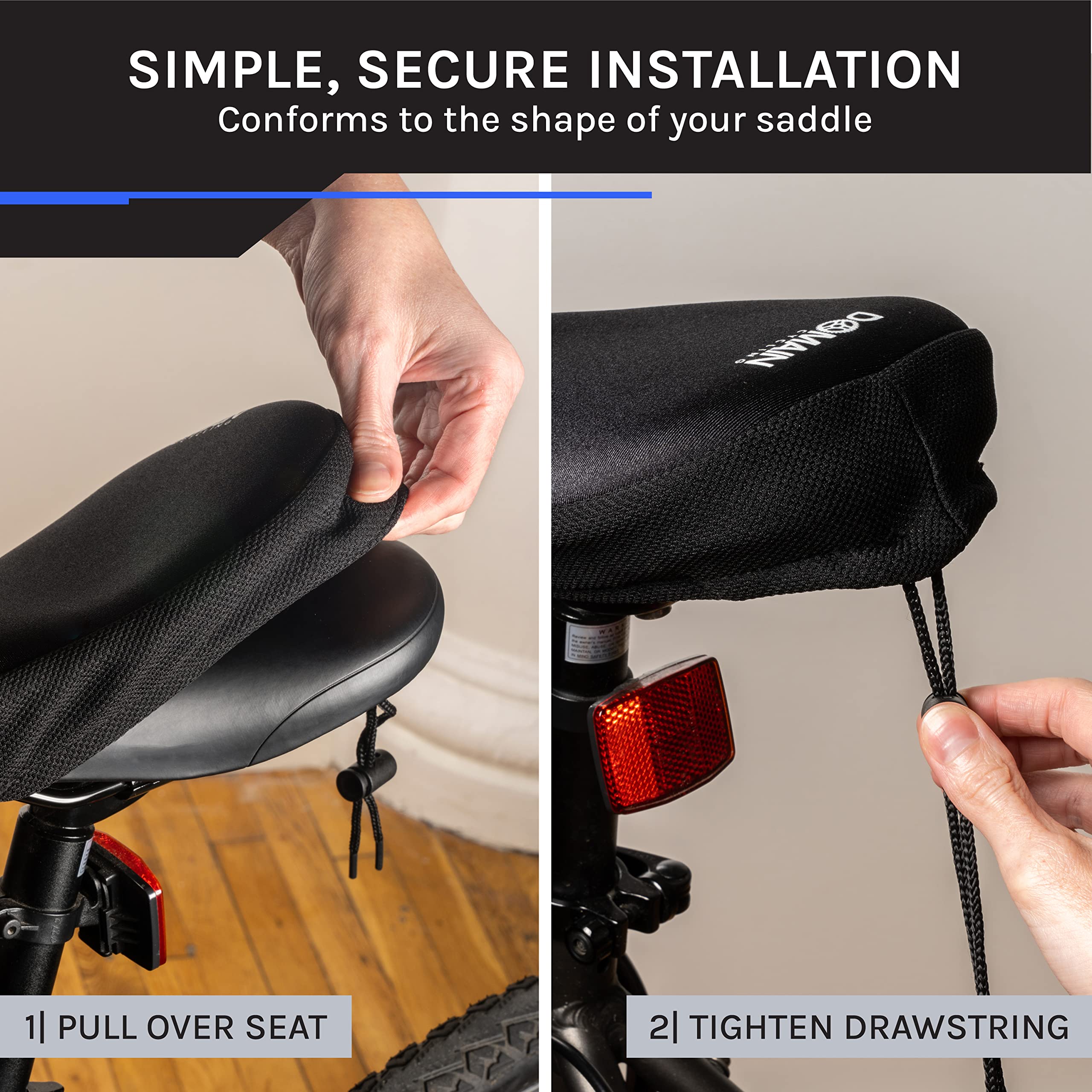 Domain Cycling Gel Bike Seat Cushion- Secure Peloton Fit For Smooth Stable Rides- Non-Slip Bicycle, Padded Bike Seat Cover For E
