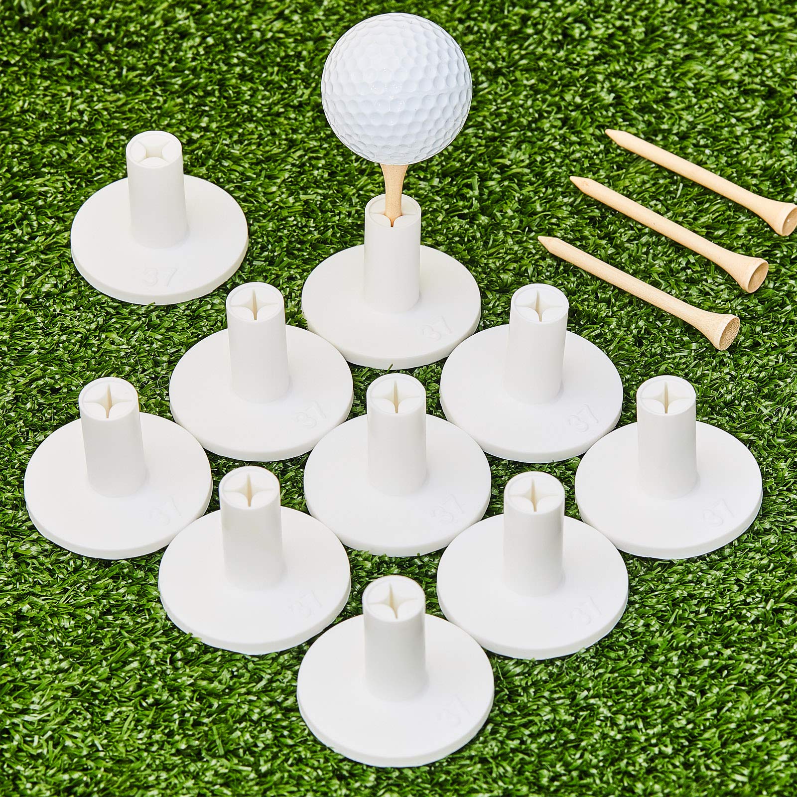 10 Set Golf Rubber Tee Holder Set For Driving Range Golf Practice Mat Indoor Outdoor Size 1.5 Inch (10 Golf Rubber Tee Holders, 