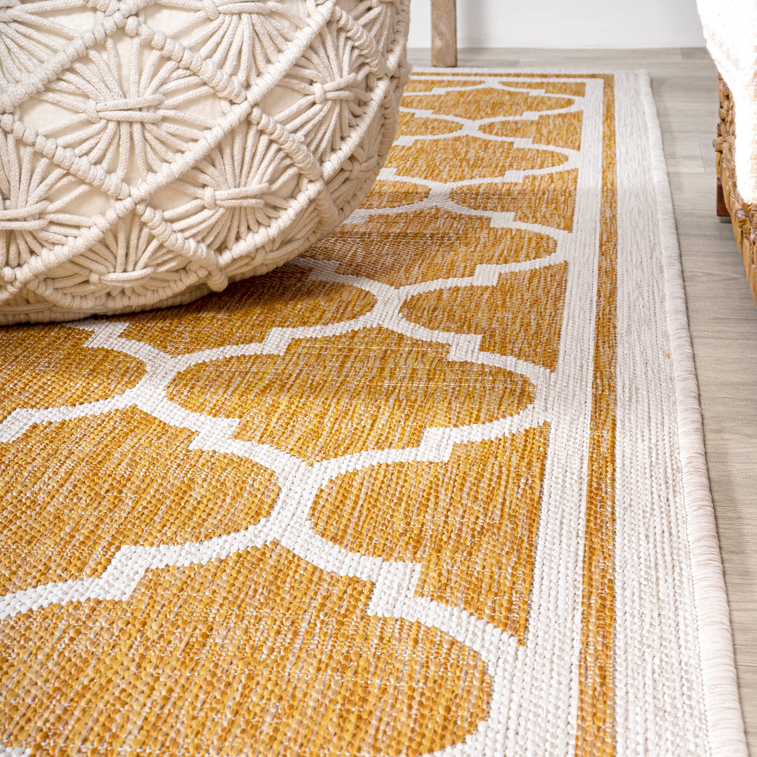 Jonathan Y Smb109F-3 Trebol Moroccan Trellis Textured Weave Indoor Outdoor Area Rug, Bohemian Coastal Contemporary Easy Cleaning