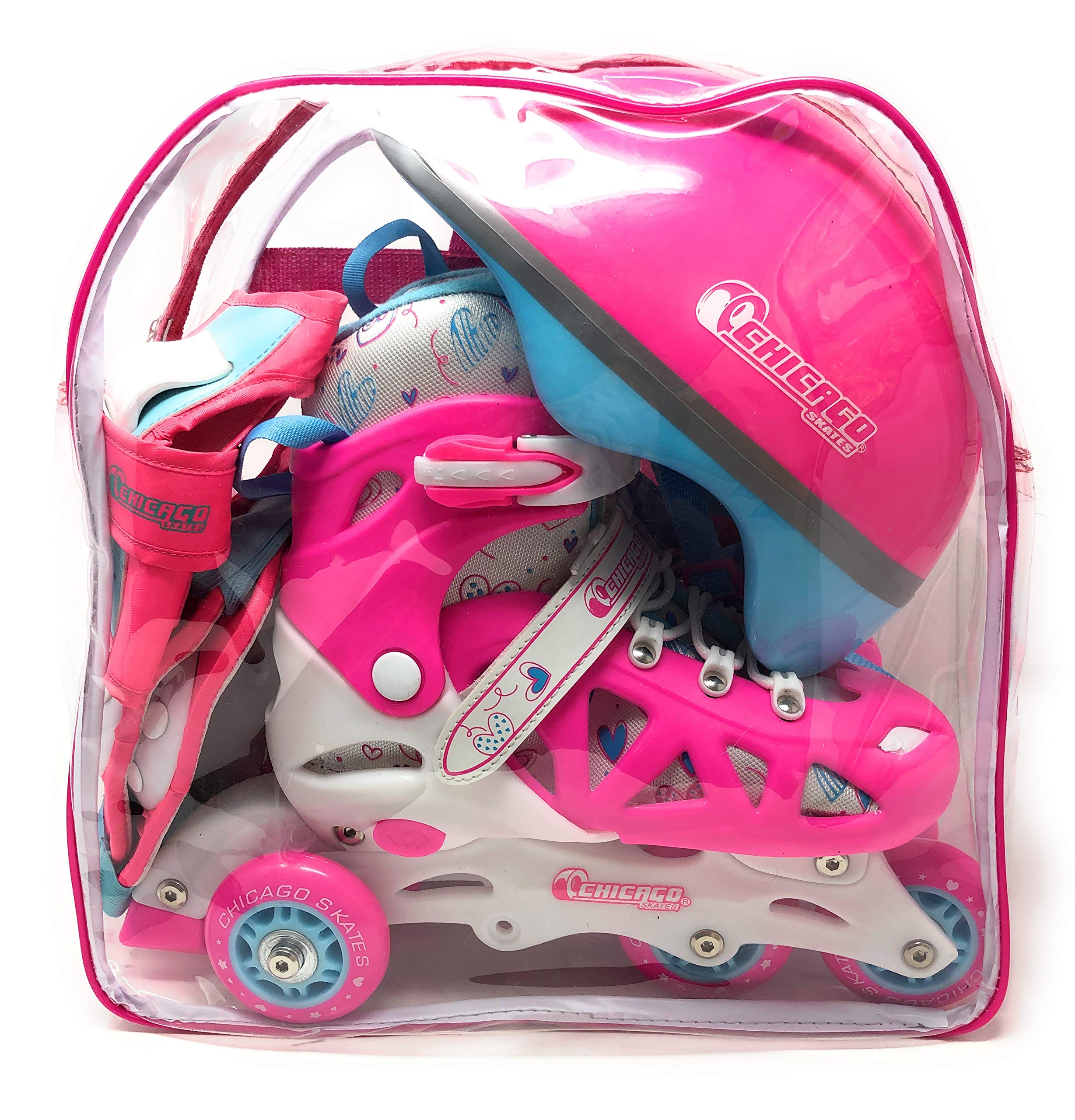 Chicago Skates Girls Inline Training Skate Combo Set - Pink/Purple - Medium Sizes 1-4