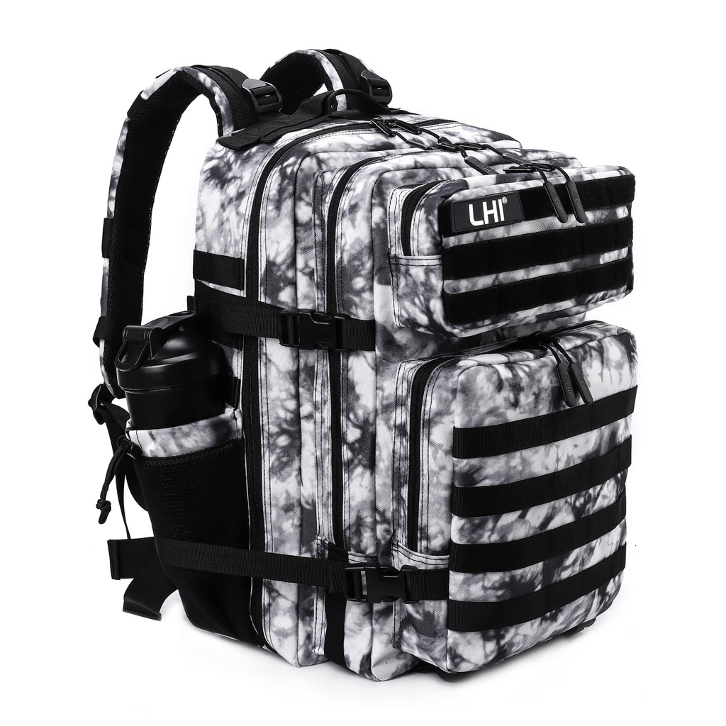 LHI Military Tactical Backpack for Men Molle Daypack 45L Army 3 Days Assault Pack Bag Large Rucksack With Bottle Holder Black an