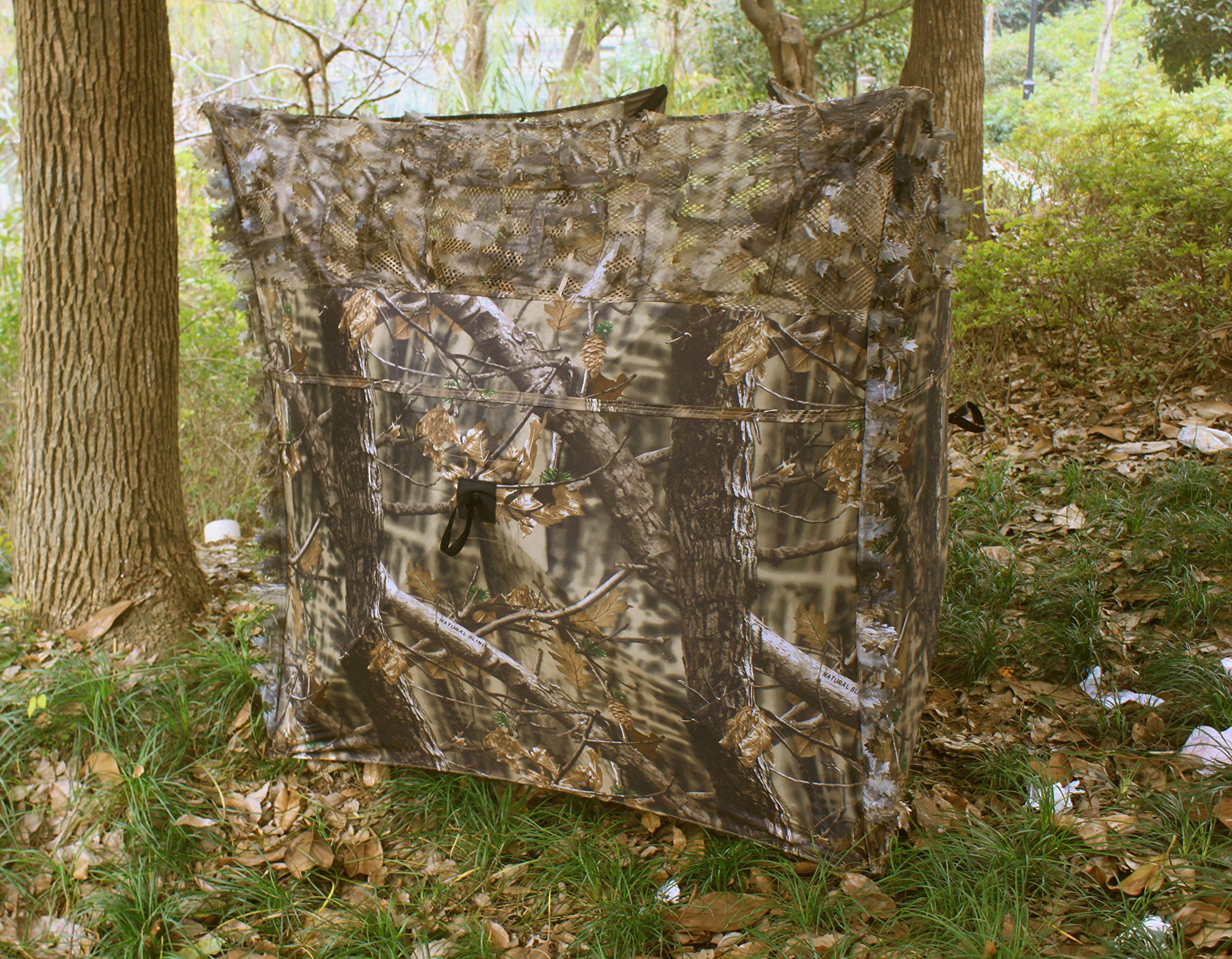 Auscamotek Leafy Hunting Blind Portable Ground Blind, Quick Setup Lightweight Deer Blind Camouflage Tent Brown