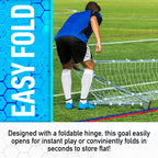 Franklin Sports Premier Steel- Folding Backyard Soccer Goal With All Weather Net - Kids Backyard Soccer Net - Easy Assembly - 10
