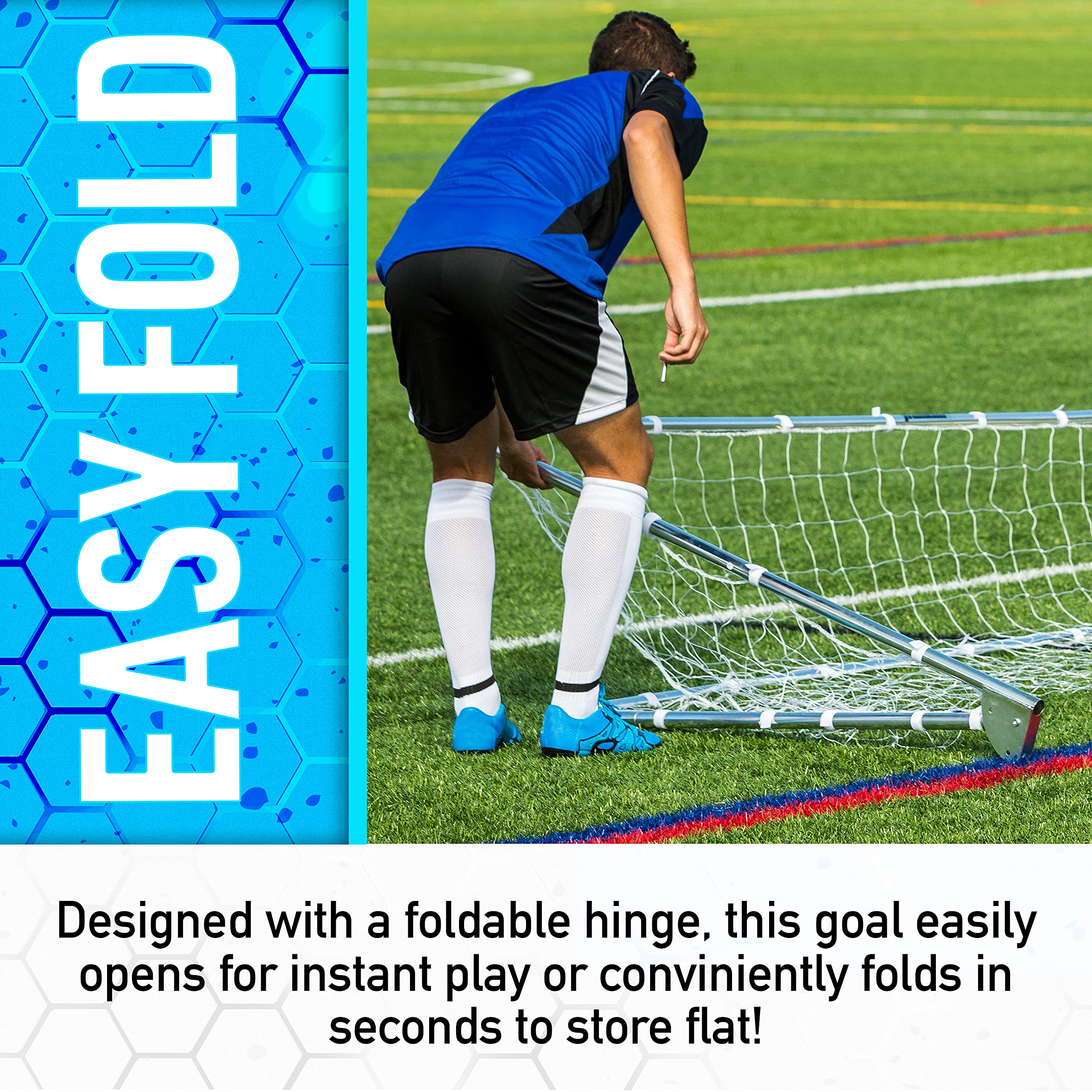 Franklin Sports Premier Steel- Folding Backyard Soccer Goal With All Weather Net - Kids Backyard Soccer Net - Easy Assembly - 10